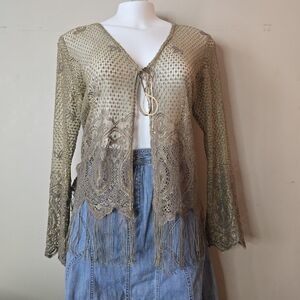 Whimsical Gold Lace Women Top